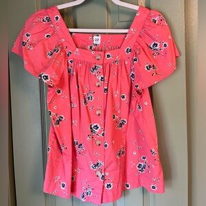 GAP Women’s Coral Floral Blouse | Size S
